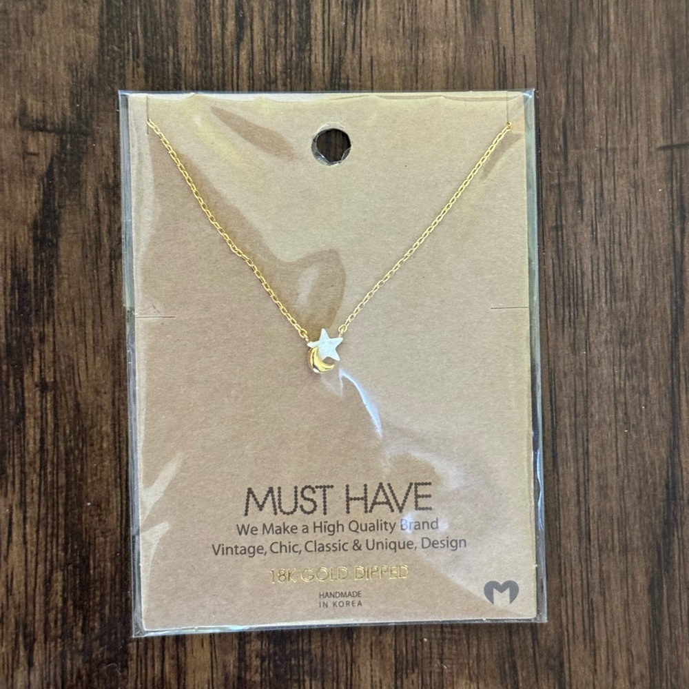 Must have 18 k gold dipped mini star moon charm necklace